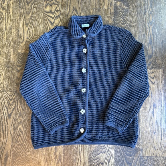 Republic Blues Sweaters - VTG 90s Republic Blues Waffle Knit Cotton Cardigan Blue Sweater Women's M Canada